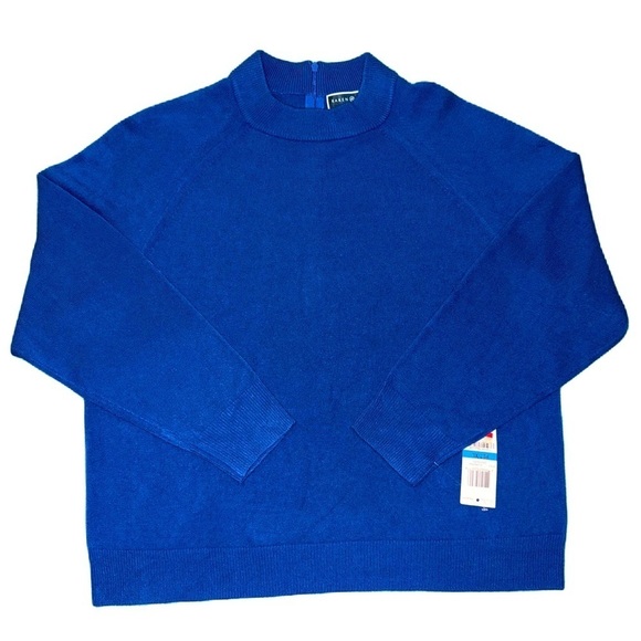 Karen Scott Sweaters - NWT Karen Scott PXL Mock Neck Sweater Deep Pacific Blue Women 1/4 Zip Back Comfy